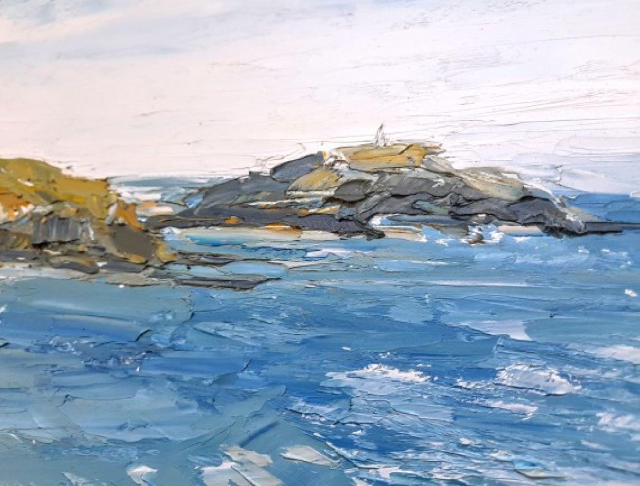 Georgie Dowling Landscape Painting - Mumbles on a perfect day, Original seascape painting