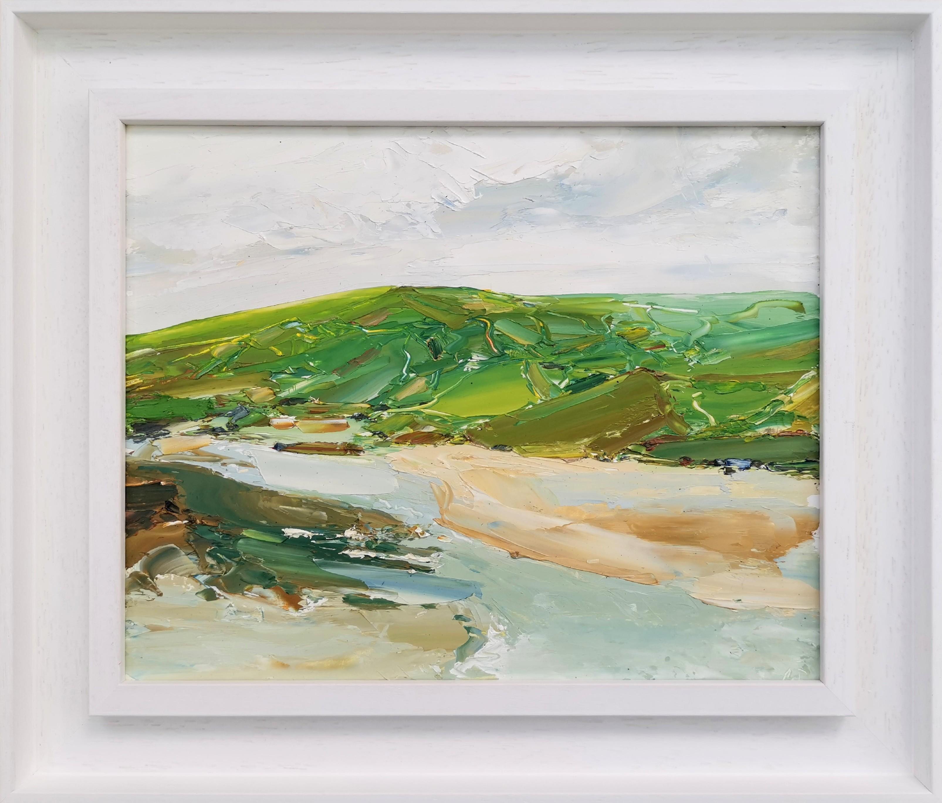 Sopra l'estuario, Gwbert, Pittura originale di paesaggio, Olio su tavola