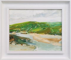 Over the estuary, Gwbert, Original Landscape Painting, Oil on Board