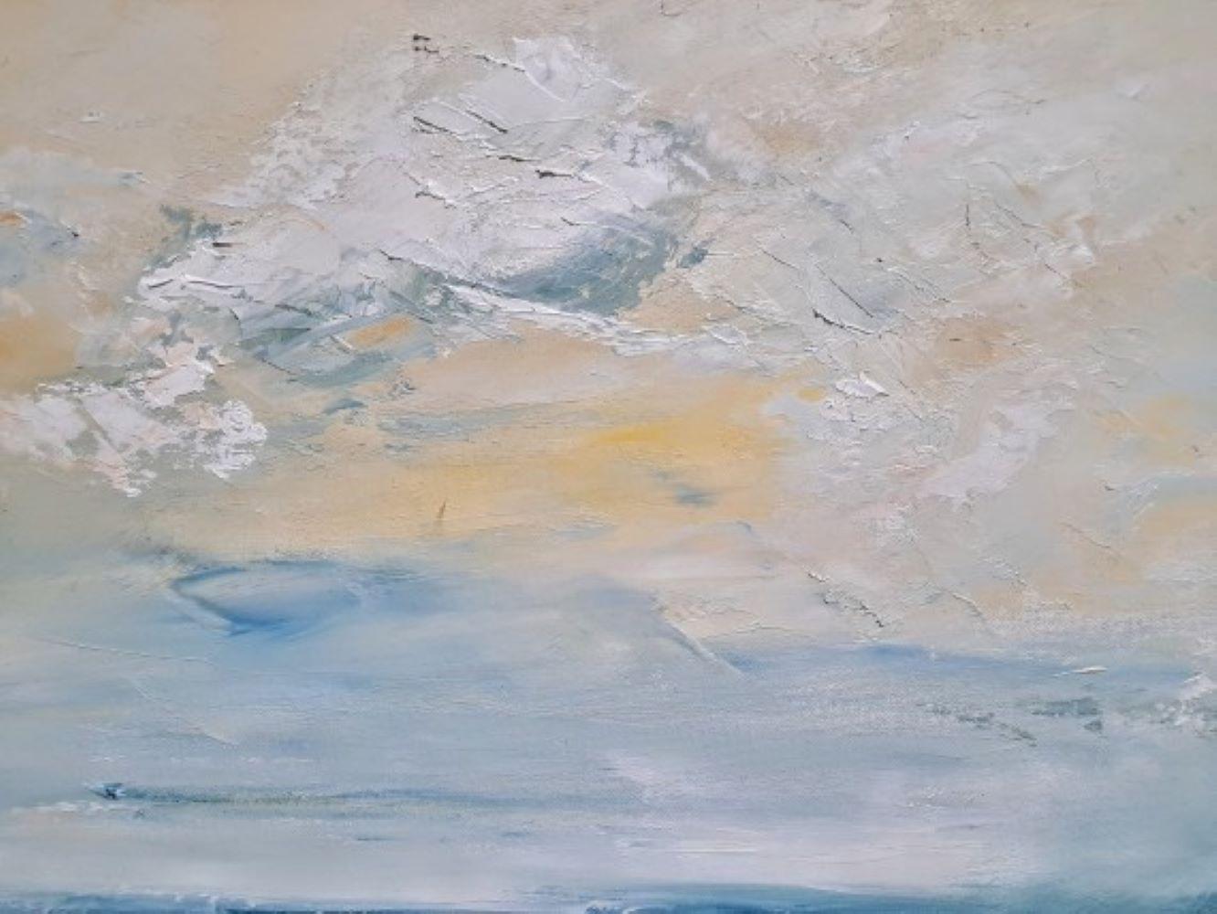 Tempête qui passe, peinture originale de paysage marin et de terre cuite  - Painting de Georgie Dowling