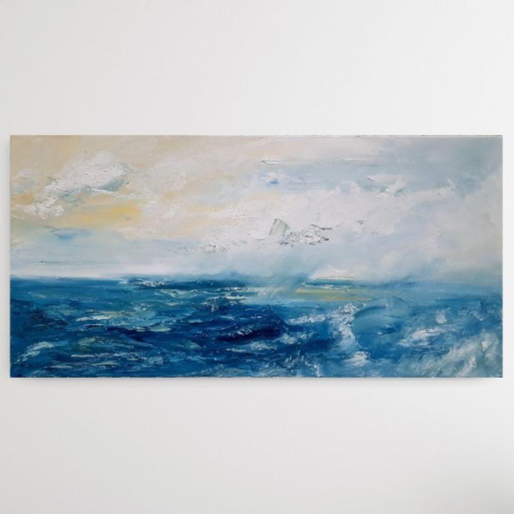 Tempête qui passe, peinture originale de paysage marin et de terre cuite  en vente 1
