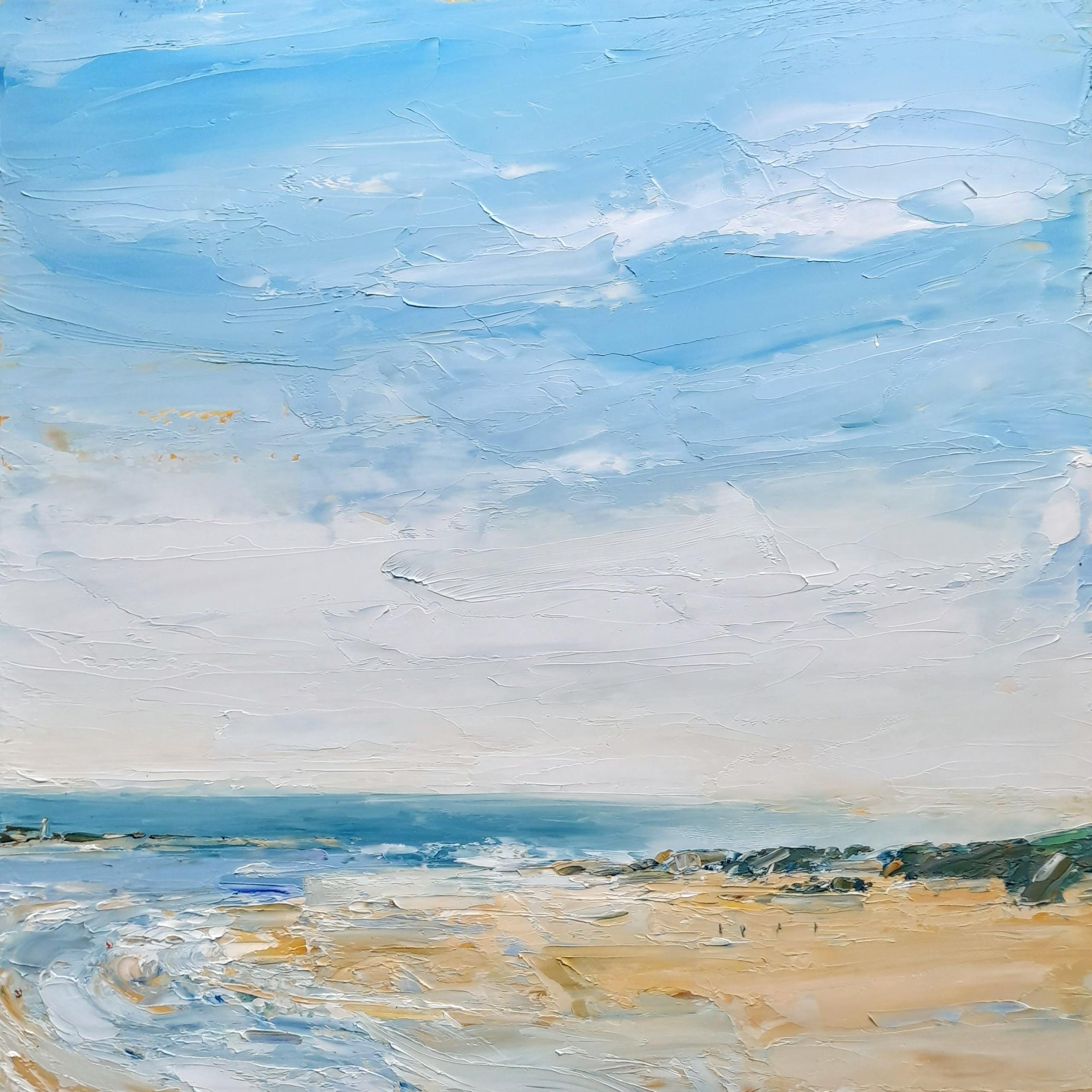 Georgie Dowling Abstract Painting - Quiet Autumn Beach, Cornwall 