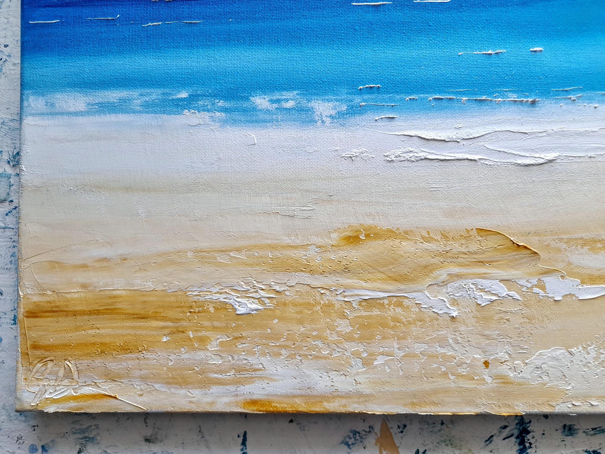 Refreshing Days at the Beach, seascape art, original art, affordable art - Contemporary Painting by Georgie Dowling