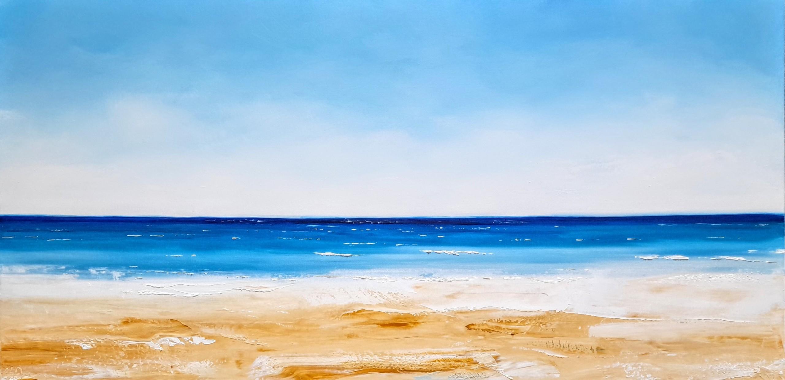Georgie Dowling Landscape Painting - Refreshing Days at the Beach, seascape art, original art, affordable art