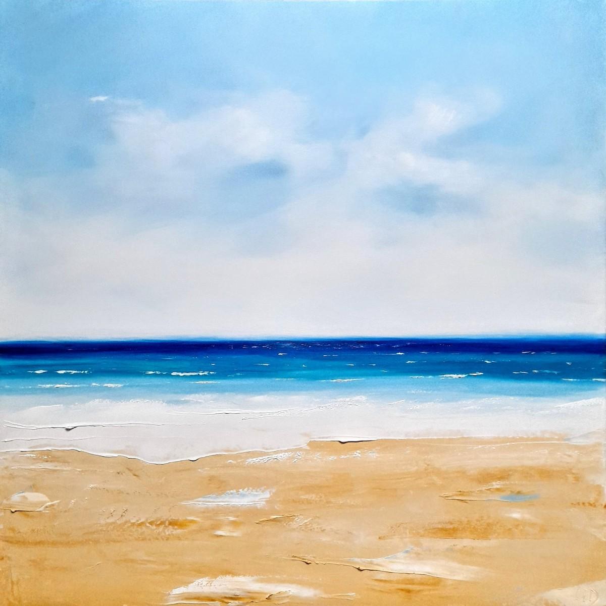 Georgie Dowling Abstract Painting - Serene Summer Days, Original Cornish Painting, Coastal Art, Seascape Painting