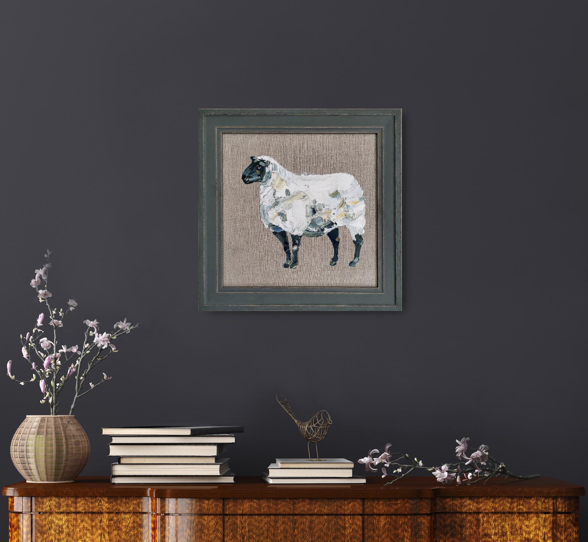 Pecora III, Dipinti di animali, Arte contemporanea, Pennellate ad impasto - Animal Painting Grigio di Georgie Dowling