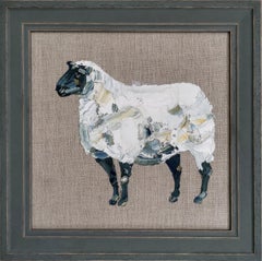 Sheep III, Animal Paintings, Contemporary Art, Impasto Brushstrokes 