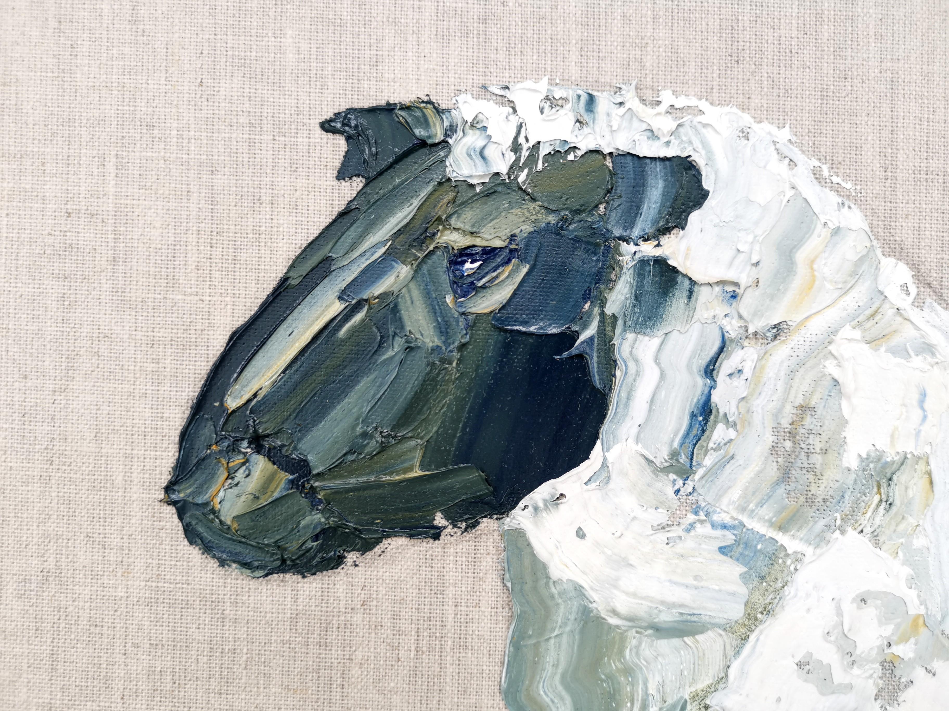 Oveja IV, Pintura original, Arte animal, Contemporáneo, Pincelada de Impasto, Granja - Animal Painting Gris de Georgie Dowling