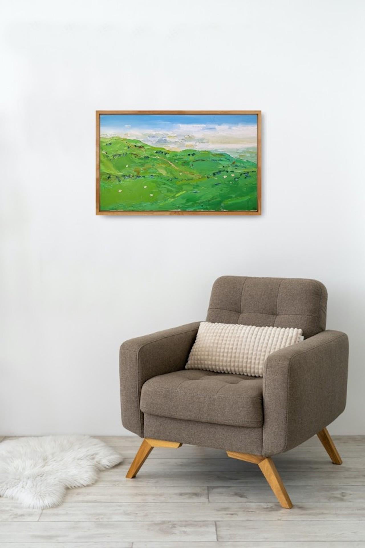 Sheep On Cleeve Hill, Georgie Dowling, Original Landscape Painting, Sheep Art For Sale 2