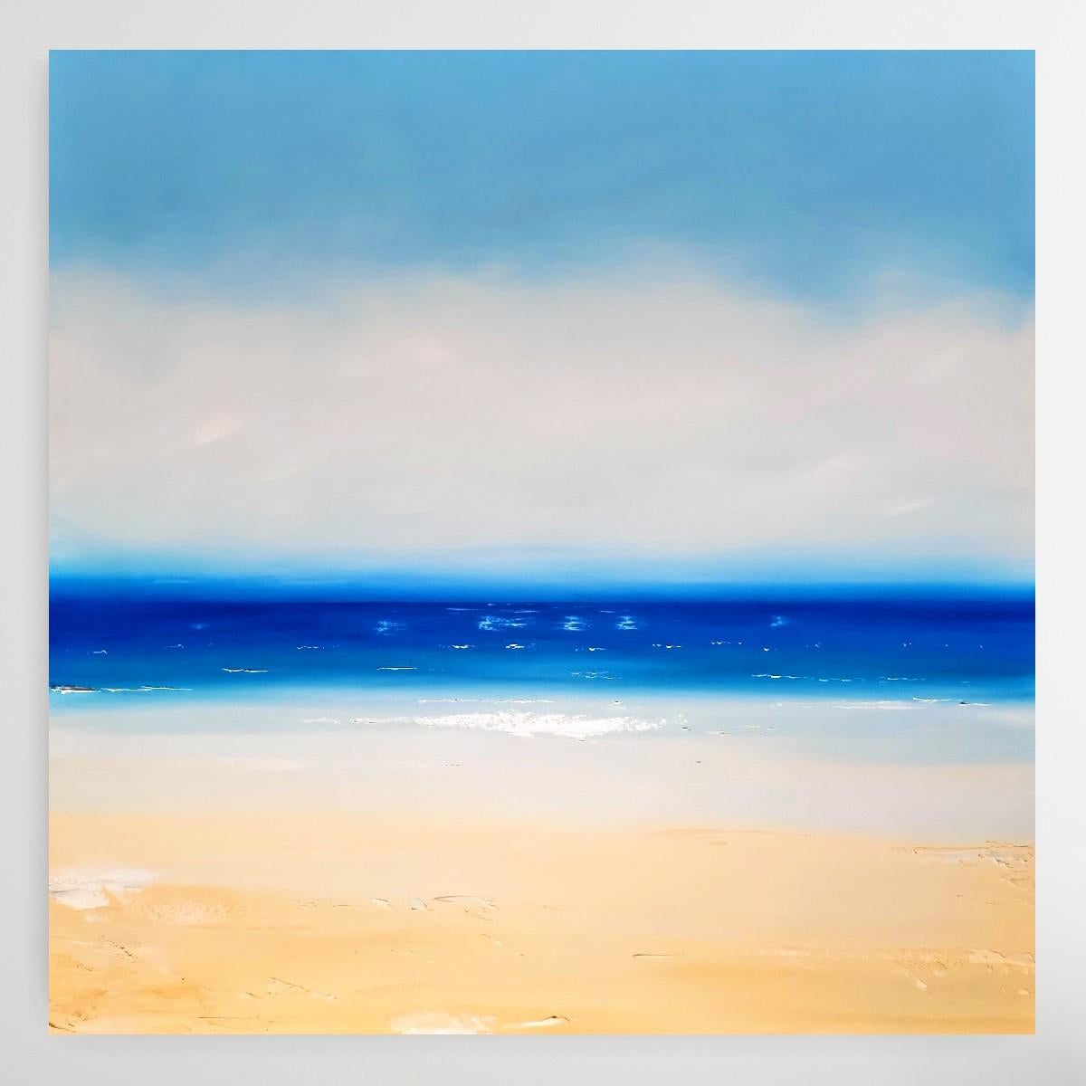 Shimmering Shores, coastal art, seascape art, seascape art, British art - Contemporary Painting by Georgie Dowling