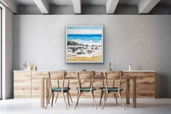 Summer on the Cornwall Coast, Abstract Seascape Painting, Textured Coastal Art