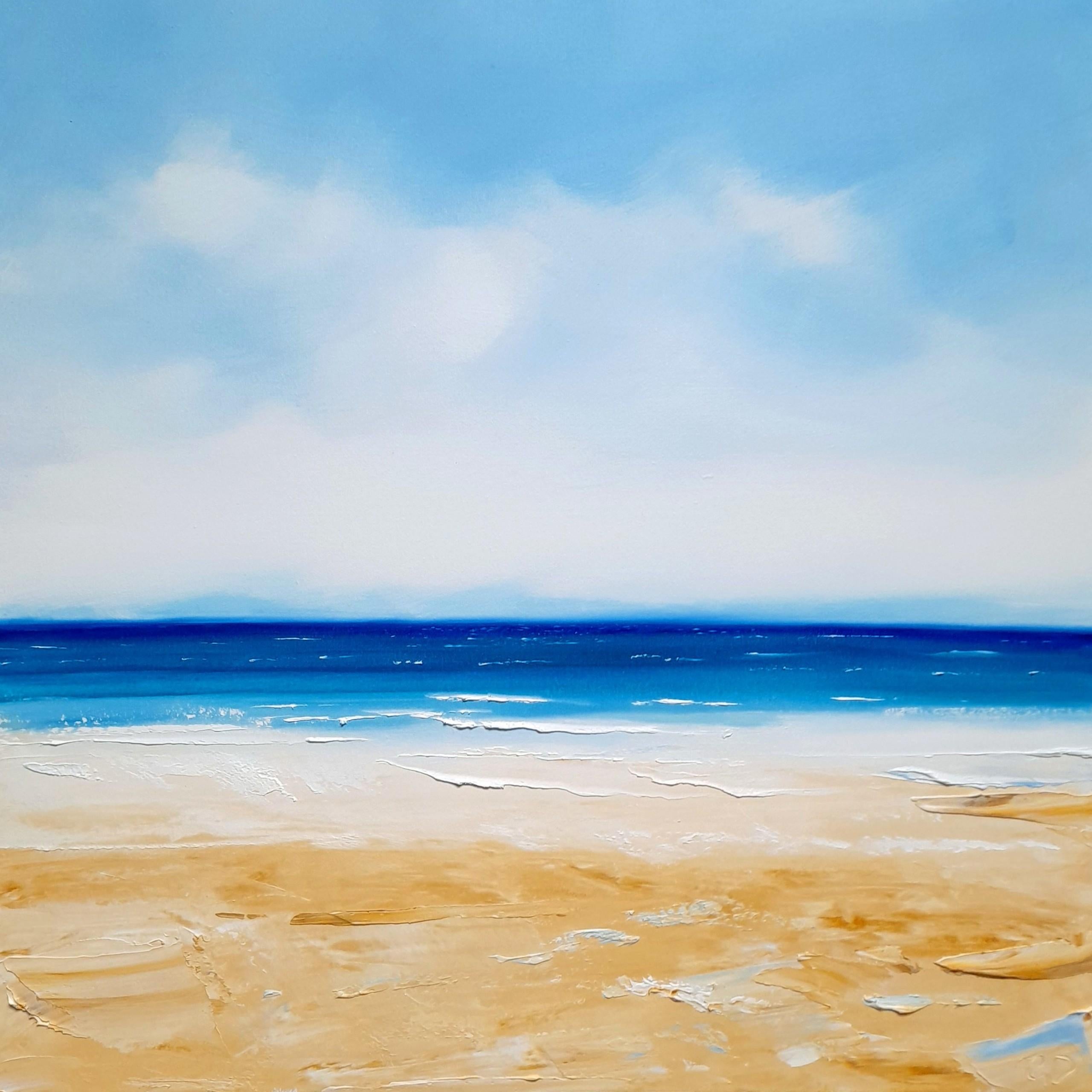 Georgie Dowling Figurative Painting - Summers Serenity, Textured Seascape Art, Oil Painting of the Cornish Landscape