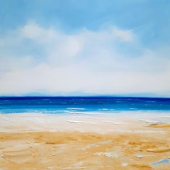 La sérénité d'été, l'art du paysage marin texturé, peinture à l'huile du paysage de Cornouailles