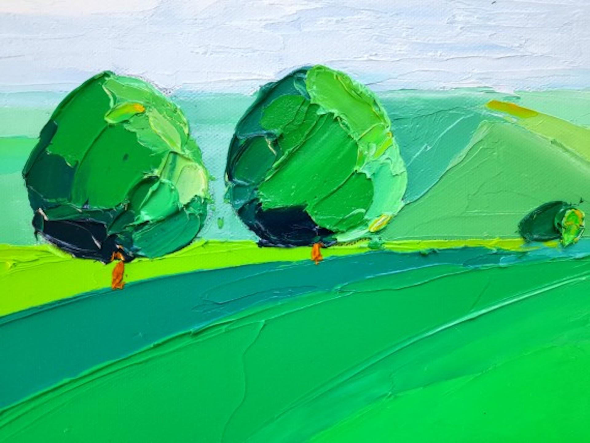 Two Trees in the Cotswolds, Original painting, Rural Landscape Art - Contemporary Painting by Georgie Dowling