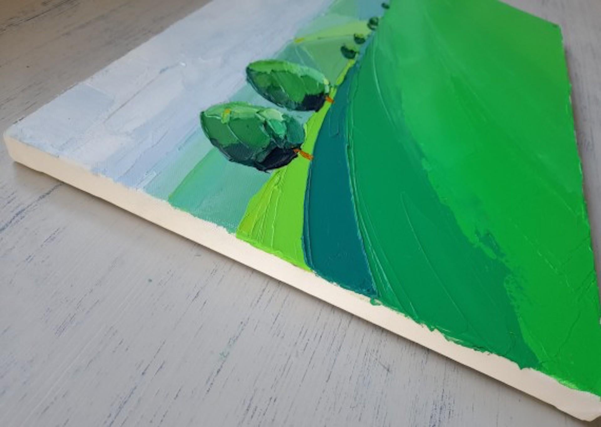 Two Trees in the Cotswolds, Original painting, Rural Landscape Art - Green Landscape Painting by Georgie Dowling