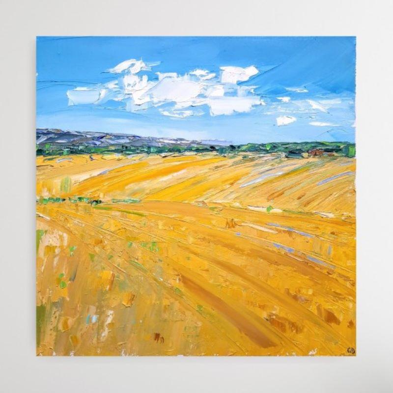 Vista desde el tren, paisaje original, arte abstracto, arte asequible en venta 1