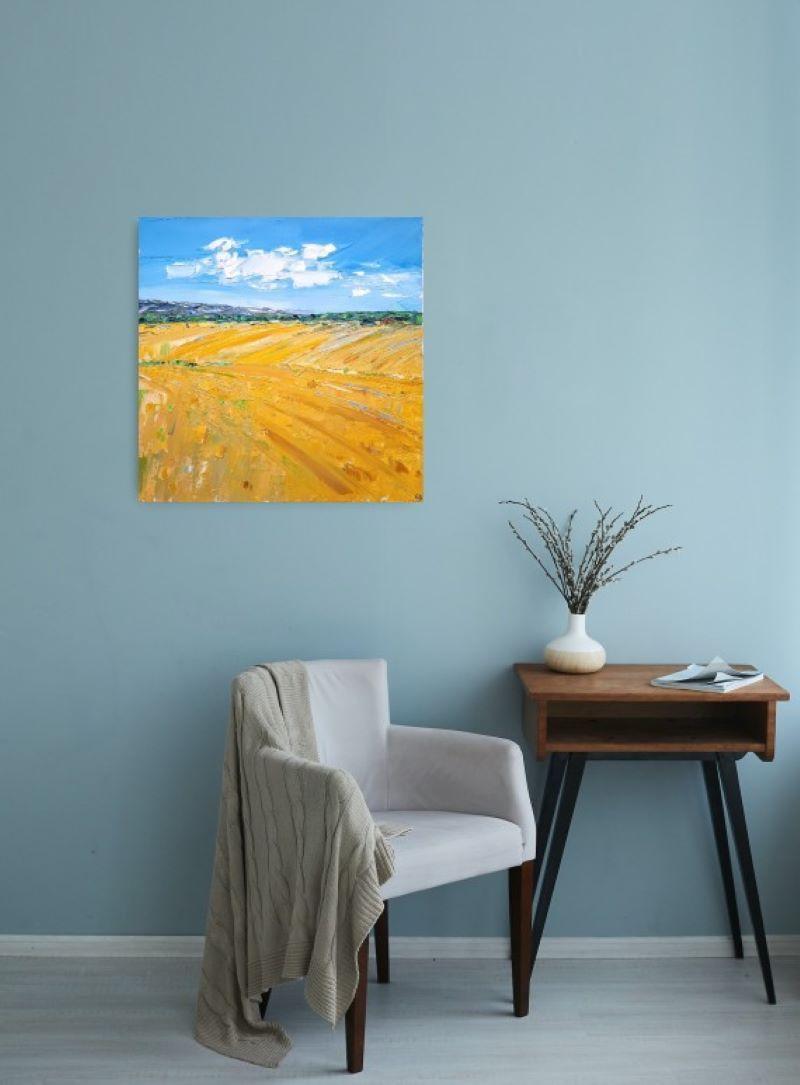 Vista desde el tren, paisaje original, arte abstracto, arte asequible en venta 4