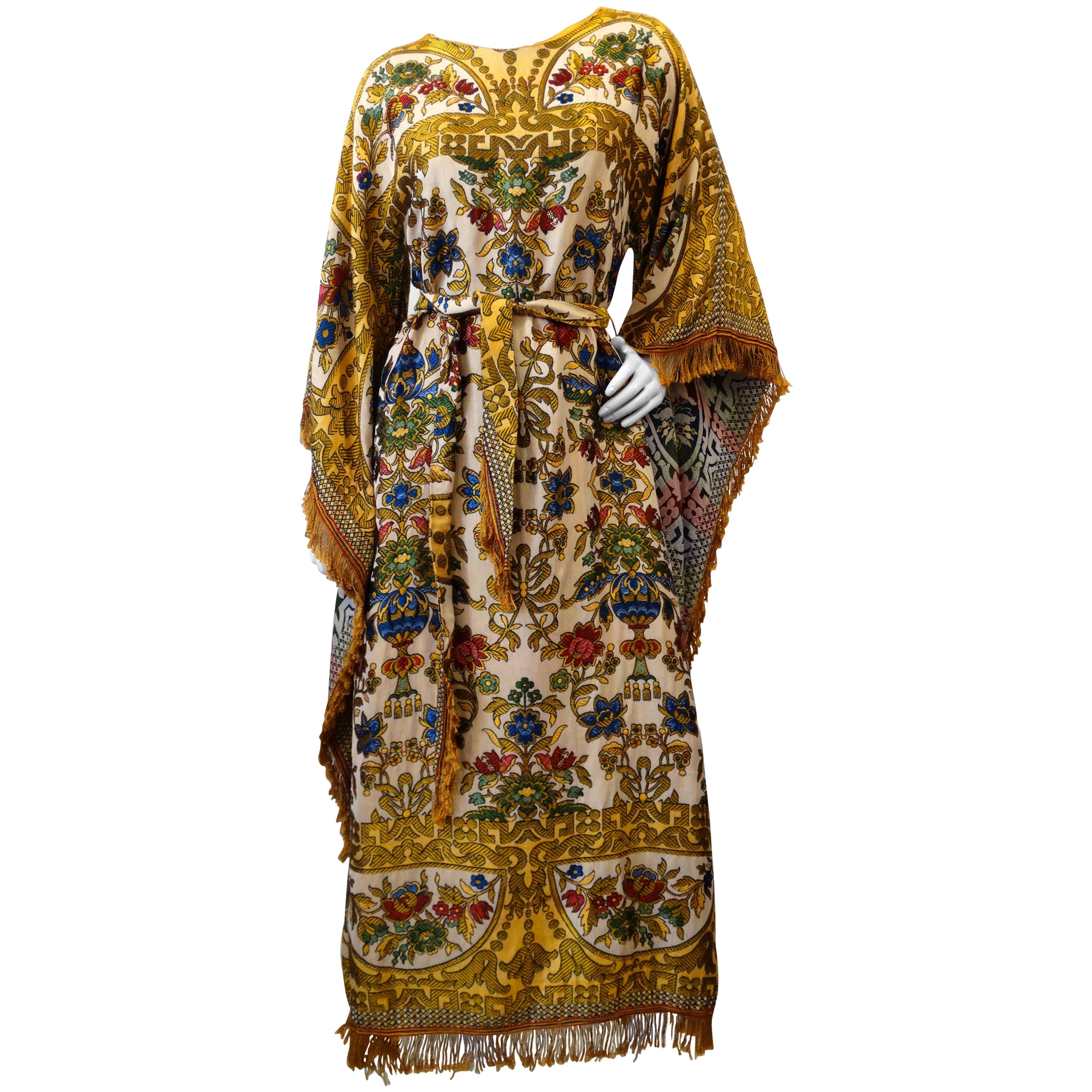 Georgie Keyloun 1970s Angel Wing Tapestry Kaftan Dress 