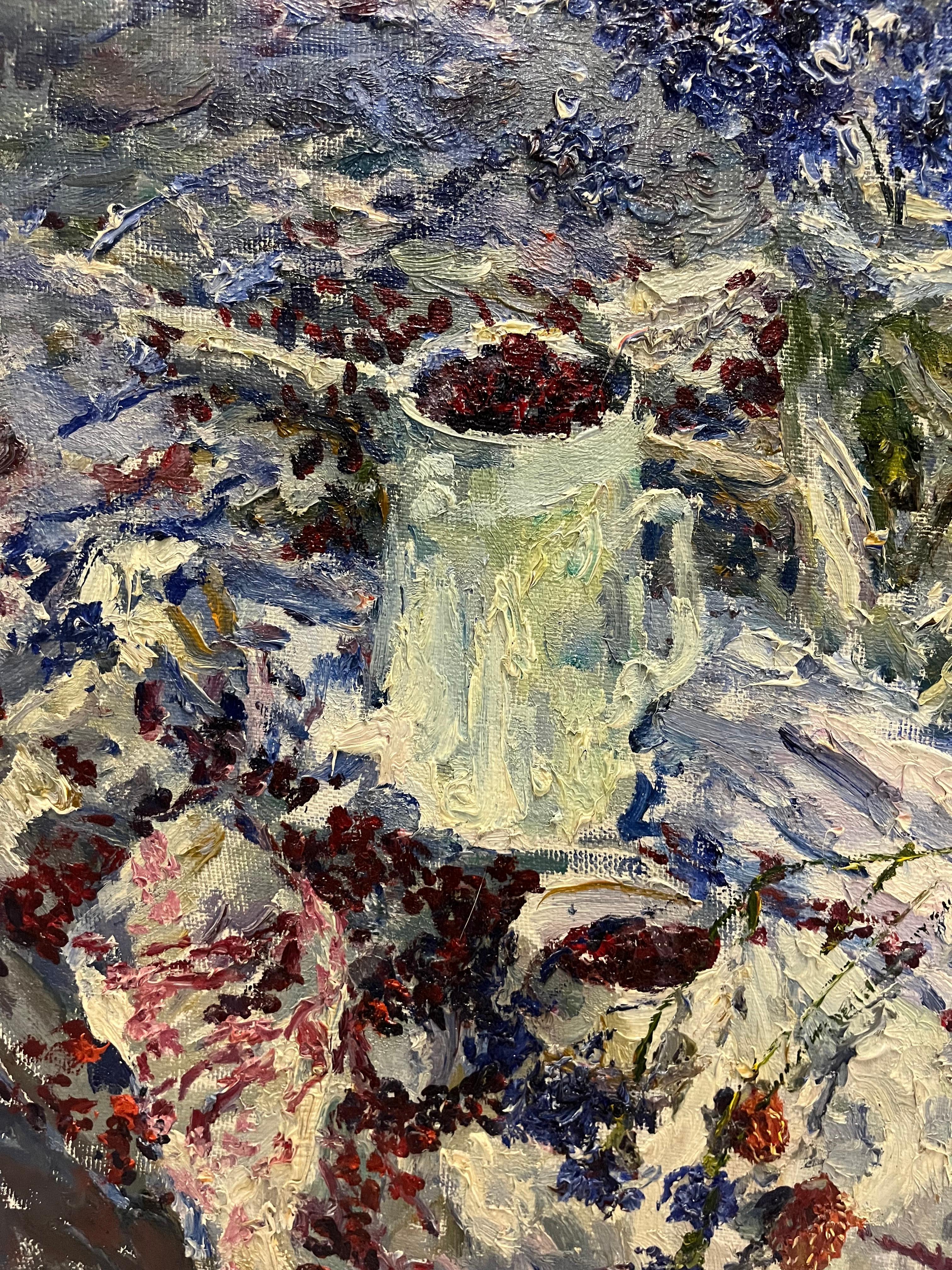 „ Fiori e Bacche rosse“ cm. 60 x 72   1991   olio  (Post-Impressionismus), Painting, von Georgij Moroz