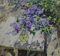 " lila" Primavera, Flores, Violeta, Rosa , Impresionistacm. 70 x 64