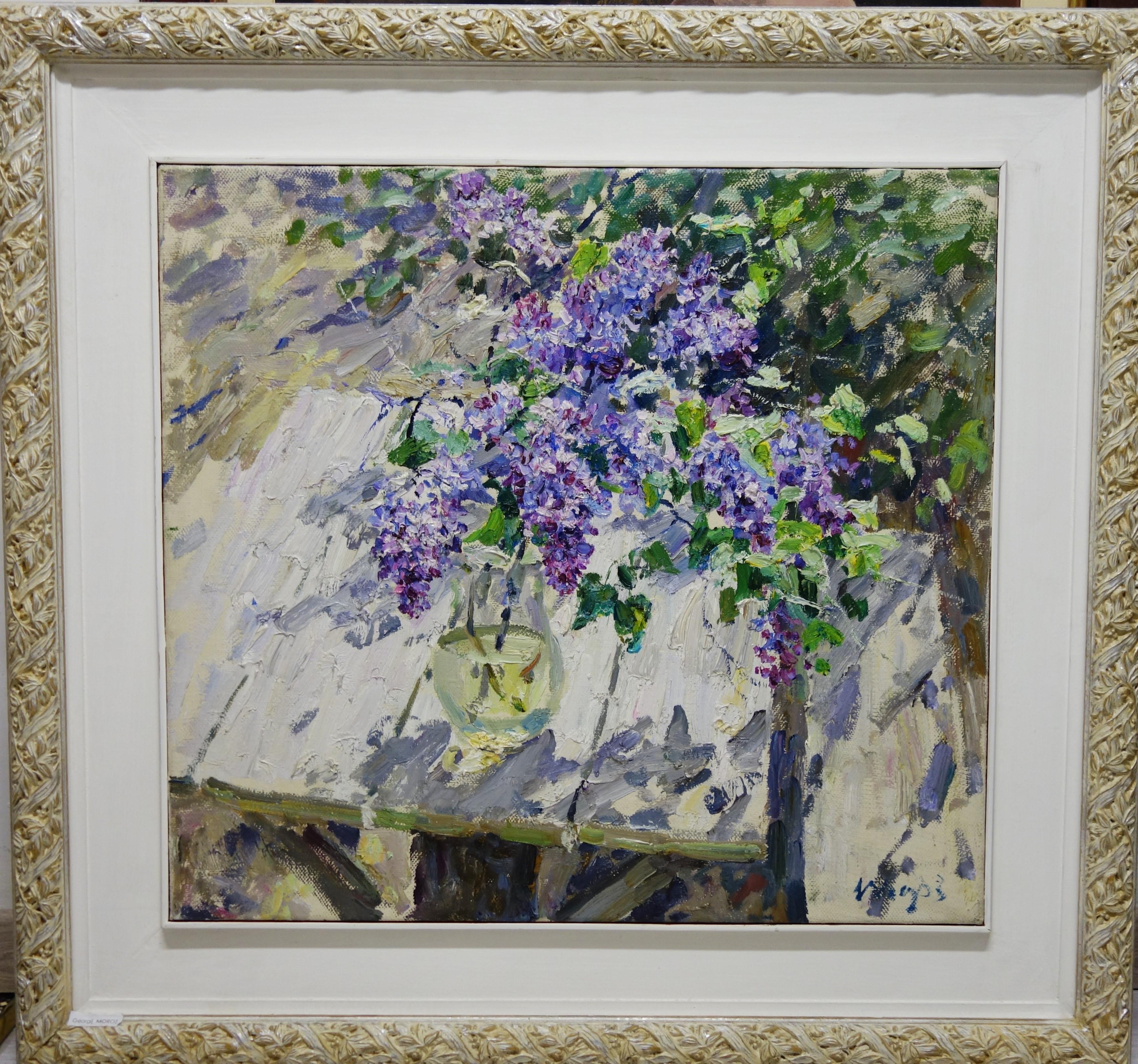 Still-Life Painting di Georgij Moroz - "Primavera, Fiori, Viola, Rosa, Impressionistacm. 70 x 64