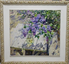 "" lilas"" Printemps, Bougeoirs, Violet, Rose, Impressionnistes cm. 70 x 64 
