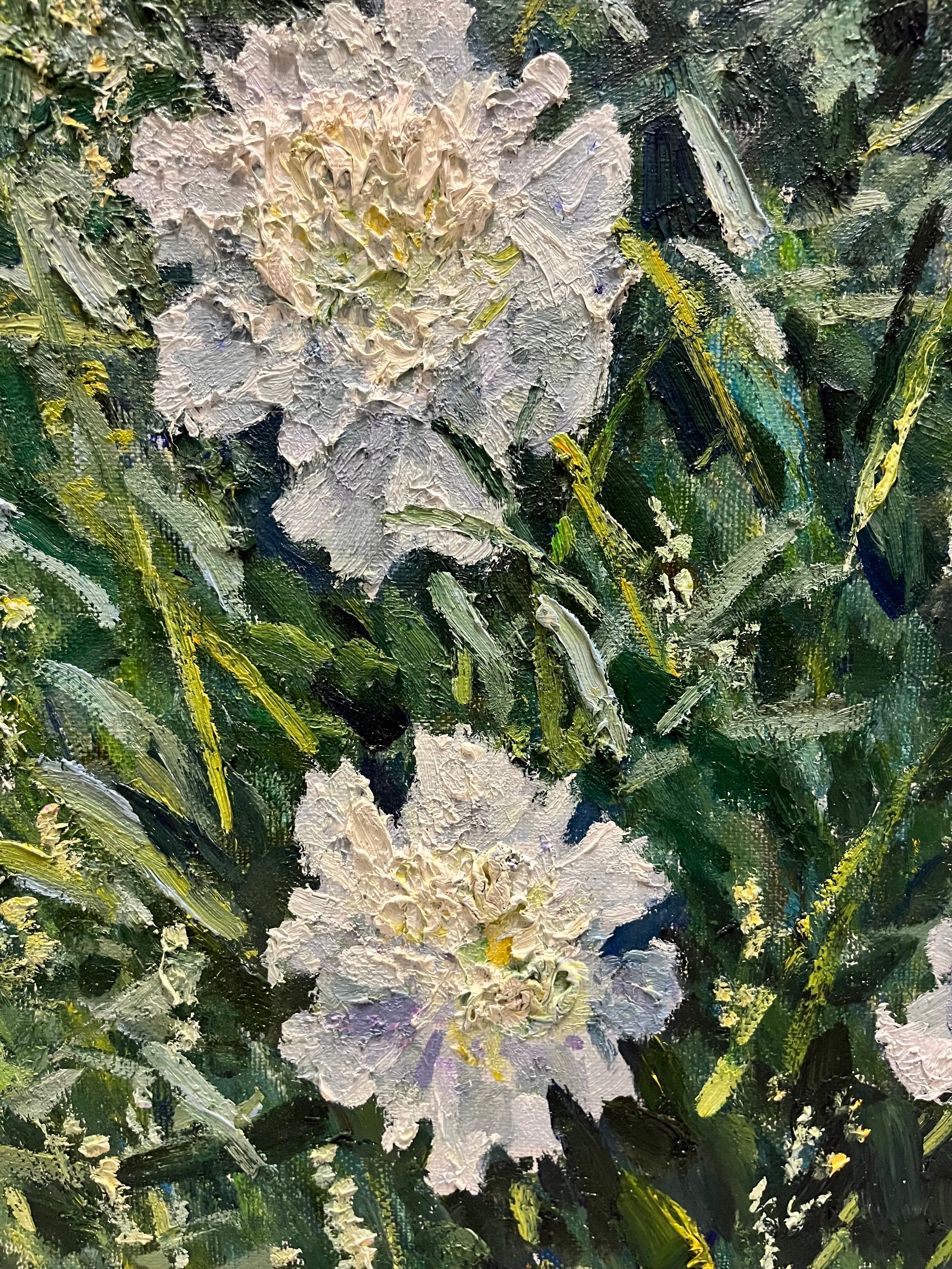 « pivoines blanches dans le jardin », huile, 190,5 cm x 190,5 cm   2006 en vente 1