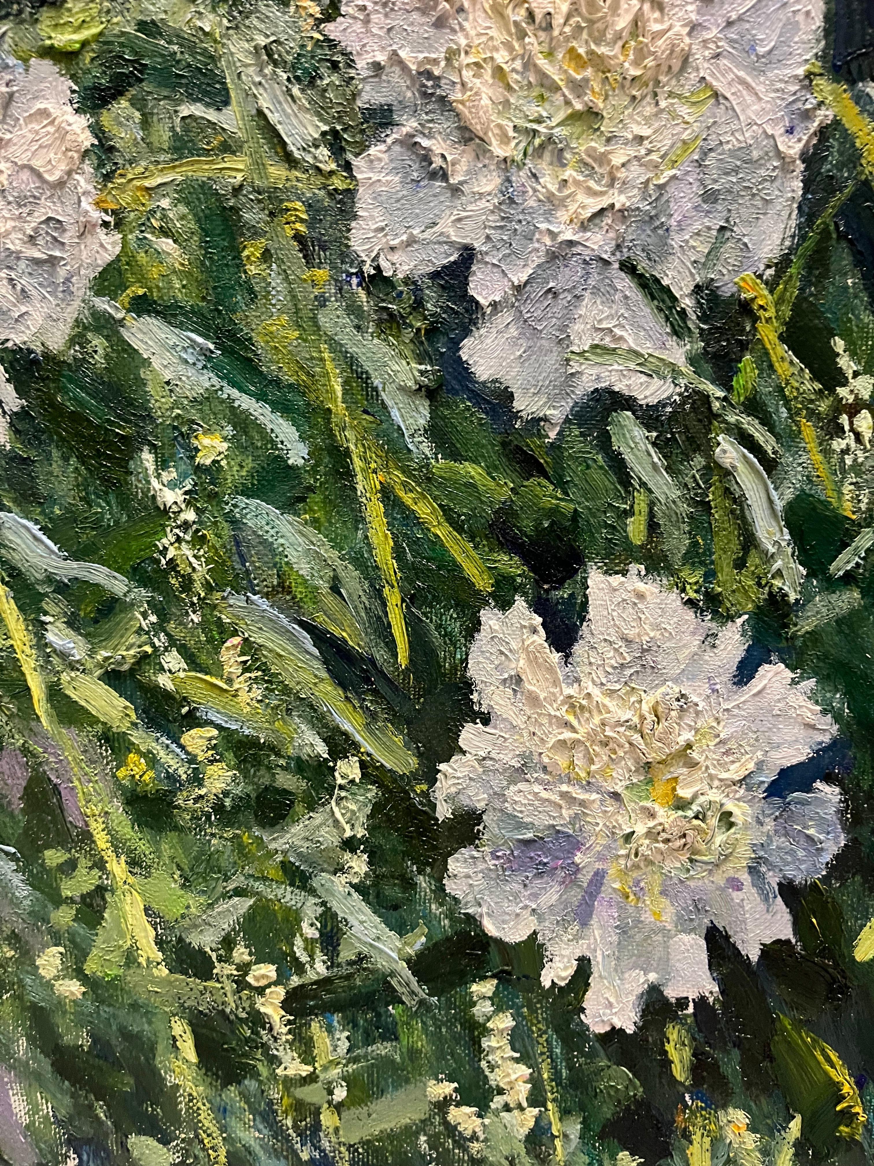 « pivoines blanches dans le jardin », huile, 190,5 cm x 190,5 cm   2006 en vente 2