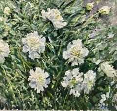 " White peonies in the garden" Oil cm. 79 x 75   2006