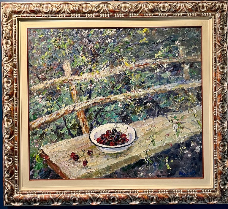 Georgij Moroz Figurative Painting - "Amarene" Cherry oil cm. 79 x 69, 1994