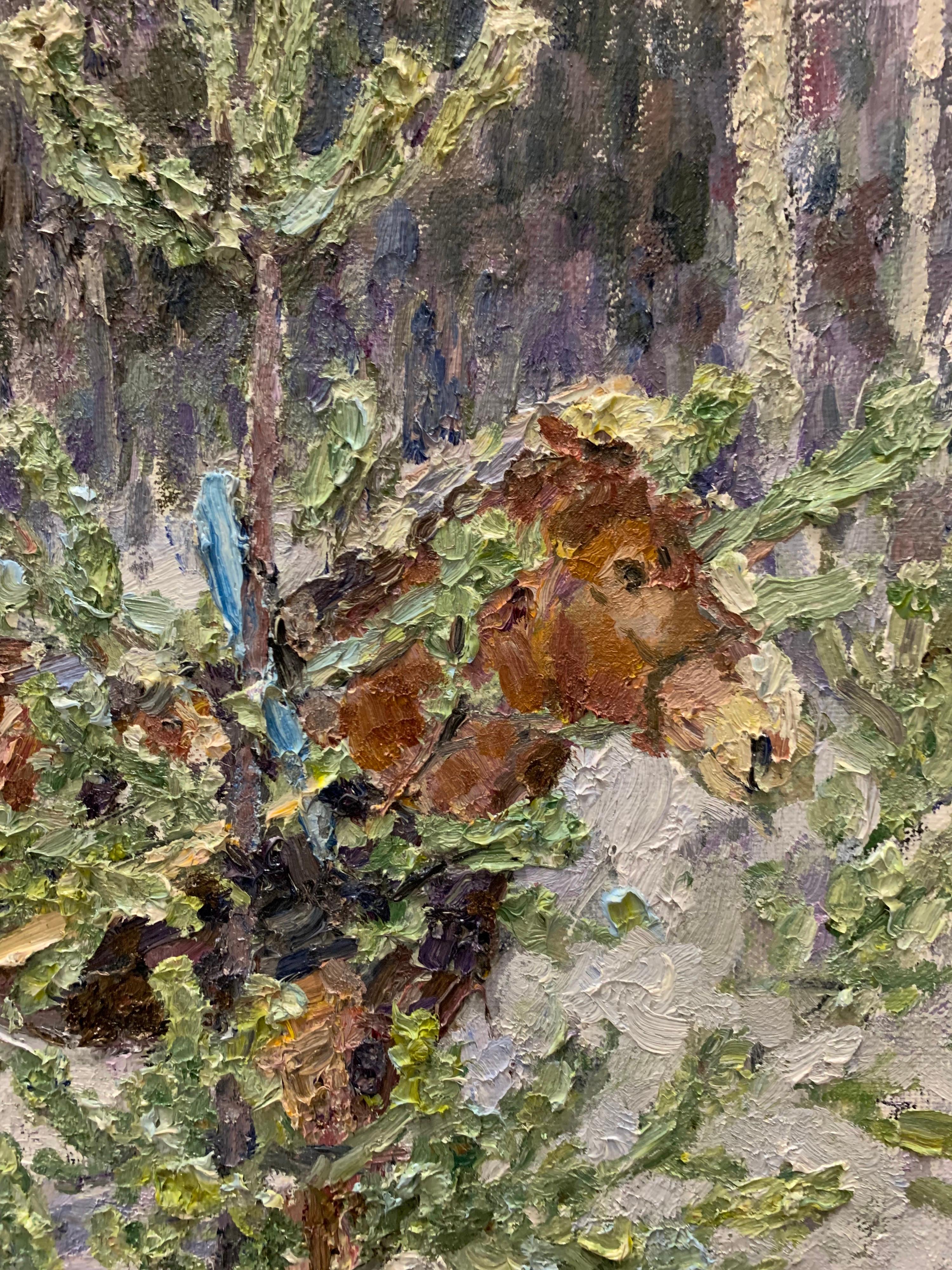 « Back home », Neige, Forêt, Hiver, Blanc, Impressionnisme, Noël 120 x 100 cm en vente 4