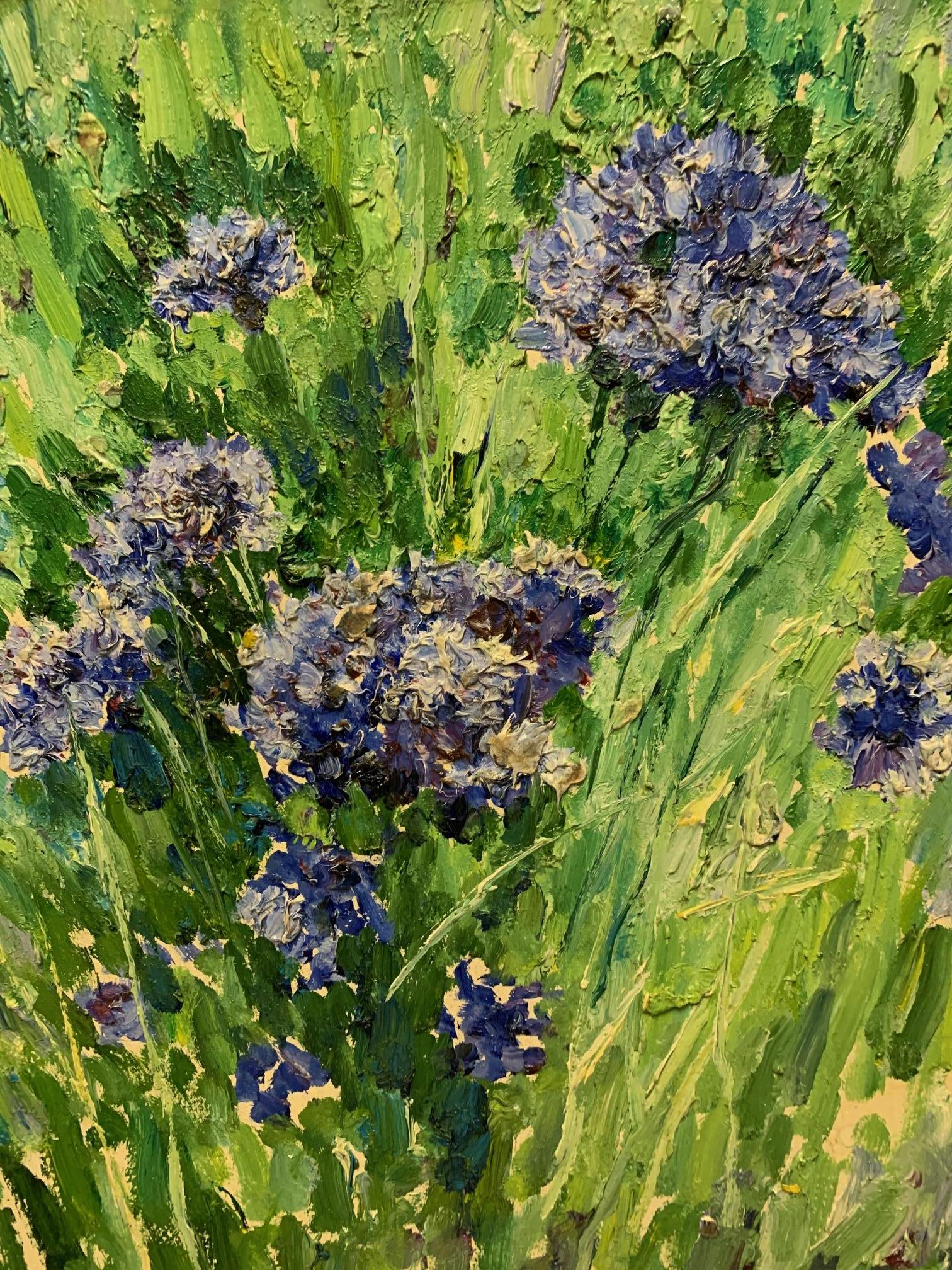 « Blue cornflowers », huile cm. 42 x 42 1998 Russe, souffleurs - Impressionnisme Painting par Georgij Moroz
