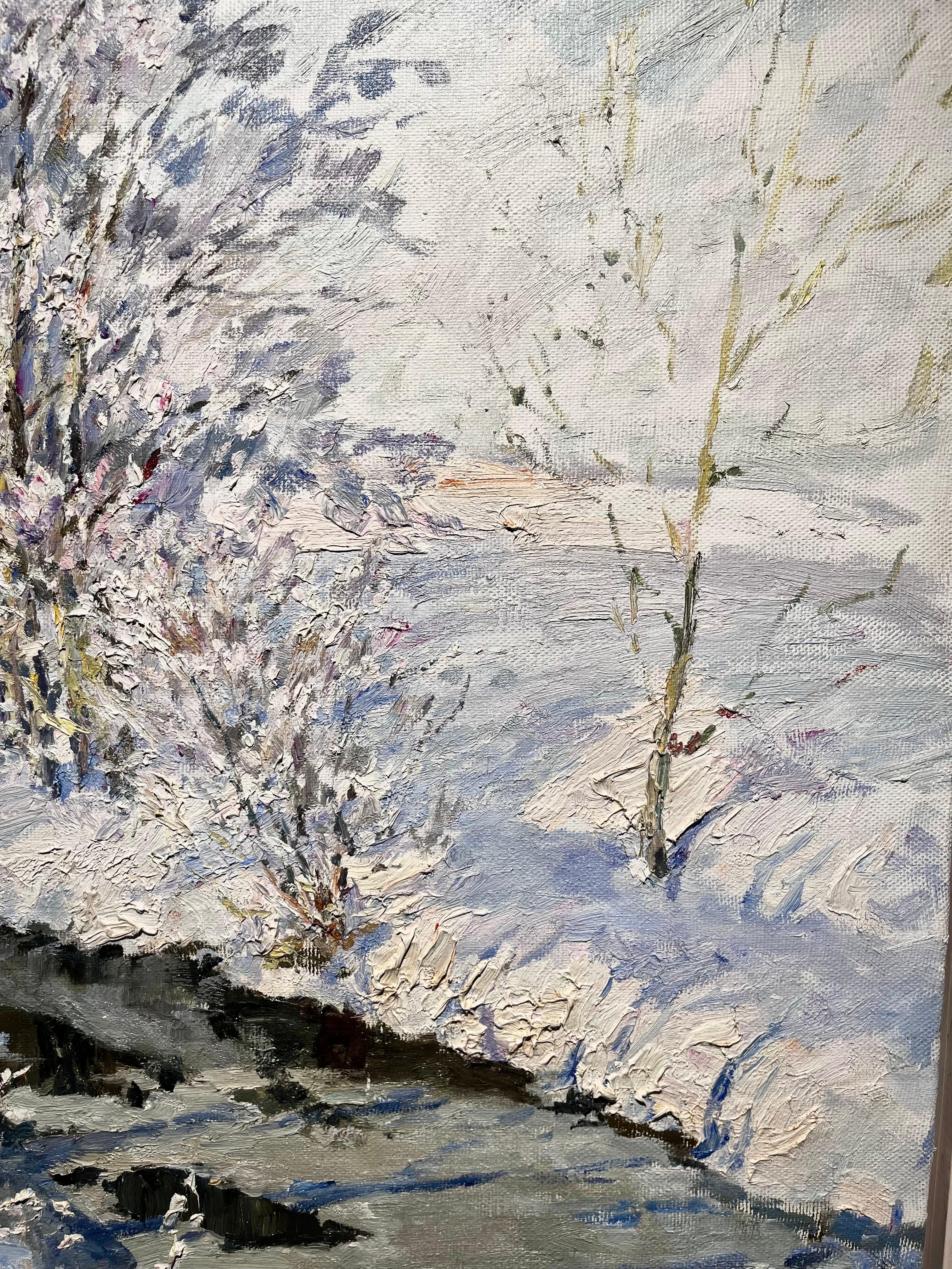 „Brina“ Olio cm. 90 x 85 cm.  2000  neu geschaffenes Gebiet (Grau), Figurative Painting, von Georgij Moroz