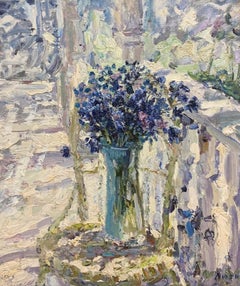 "Acianos "Azul claro cm. 54 x 62 óleo