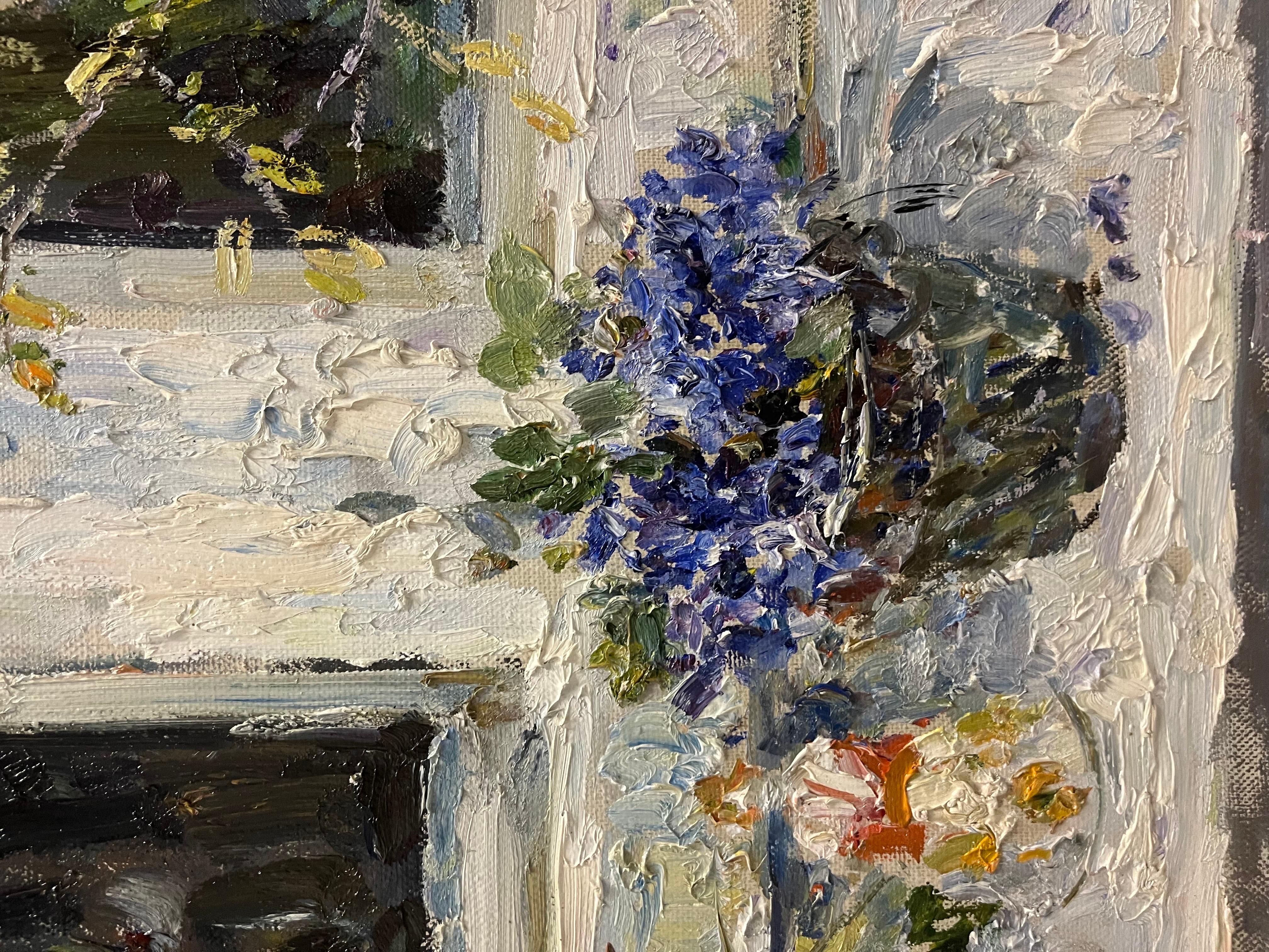 « Early spring, Window », huile, cm. 82 x 75 - Post-impressionnisme Painting par Georgij Moroz