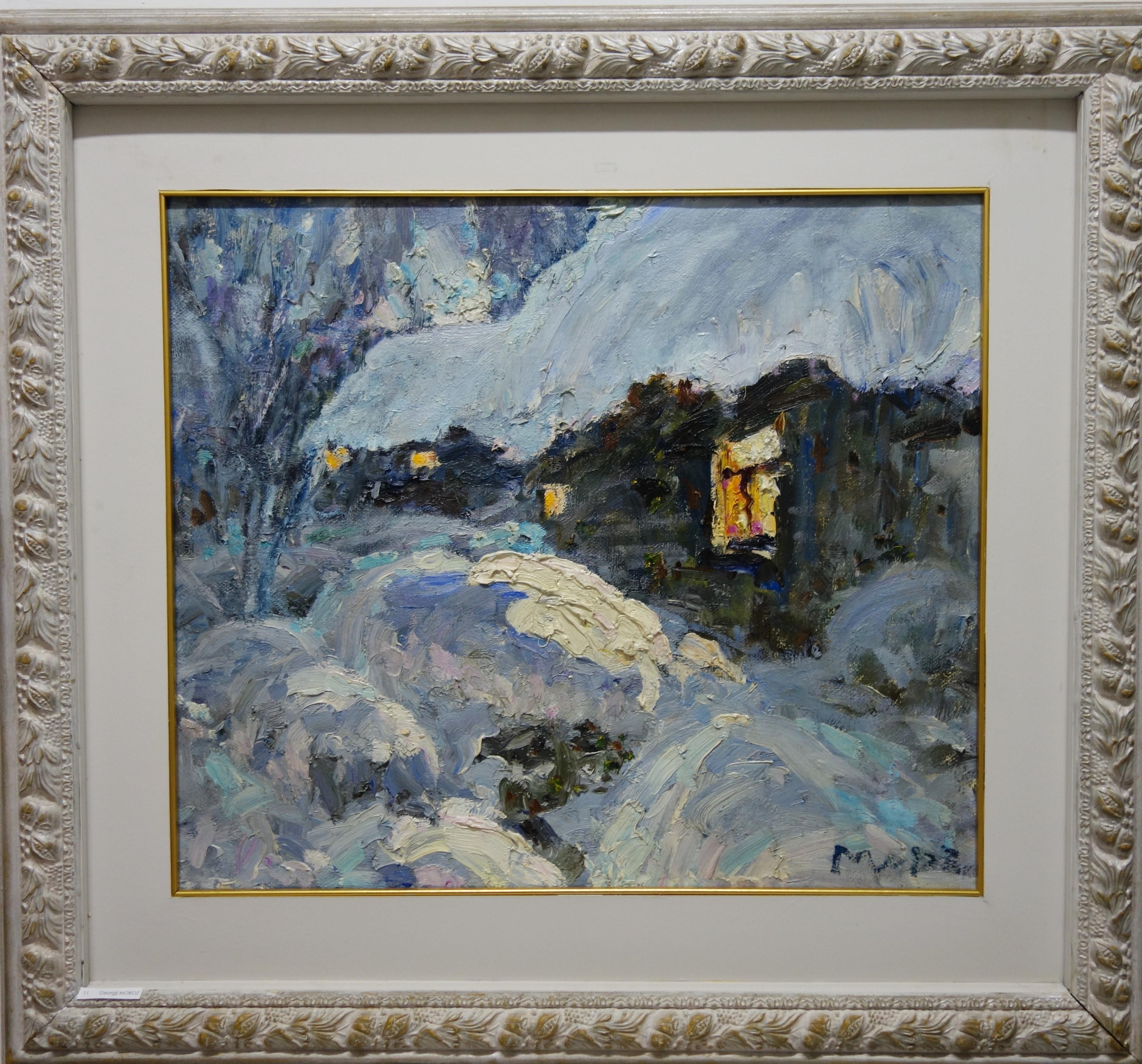 February,Winter ,Snow ,White,Blue,Chill,Russian, oil  cm. 69 x 58  2000