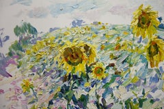 "Field of sunflowers"  Yellow, Sunflowers, Summer, oil cm. 100 x 80