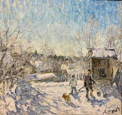 "Premier soleil" cm. 98 x 90 Huile, Neige, hiver