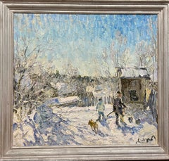 "Premier soleil" cm. 98 x 90 Huile, Neige, hiver