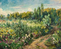 "Prairie fleurie"   Jardin, Fleurs, Huile cm. 81 x 71 