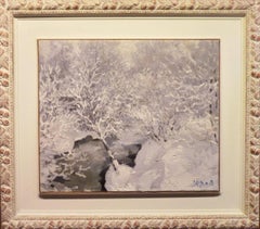 ""Schrost im Wald"   Öl  cm. 58 x 49 1997 weiß ,grau