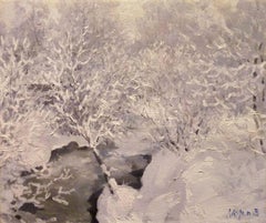 "Frost in the forest"   Oil  cm. 58 x 49 1997 white ,Grey