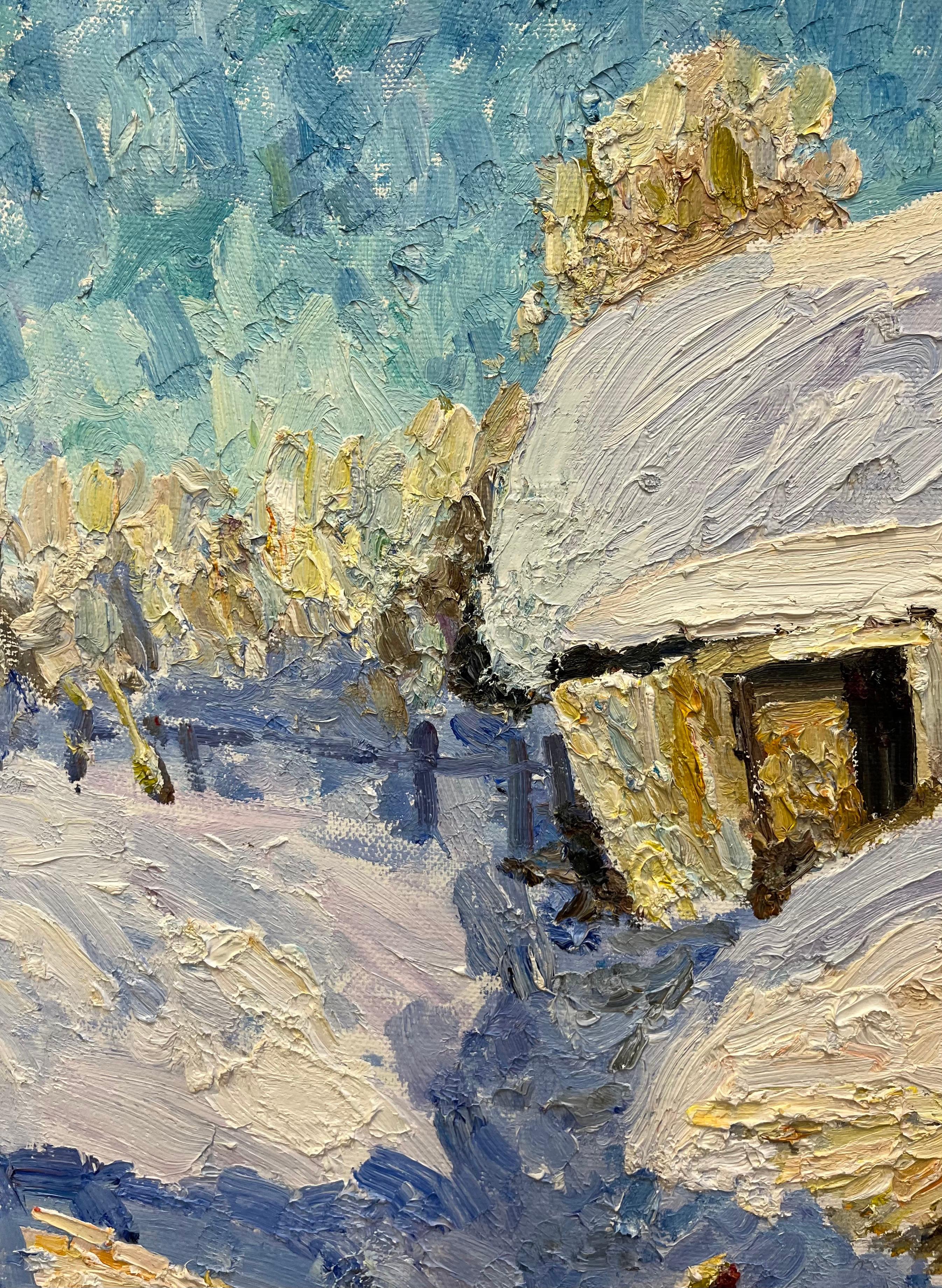 « Israël dans la neige », huile cm. 100 x 80  en vente 2