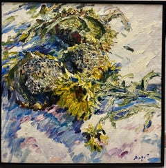 "Girasoli sul tavolo" Olio cm. 79 x 79