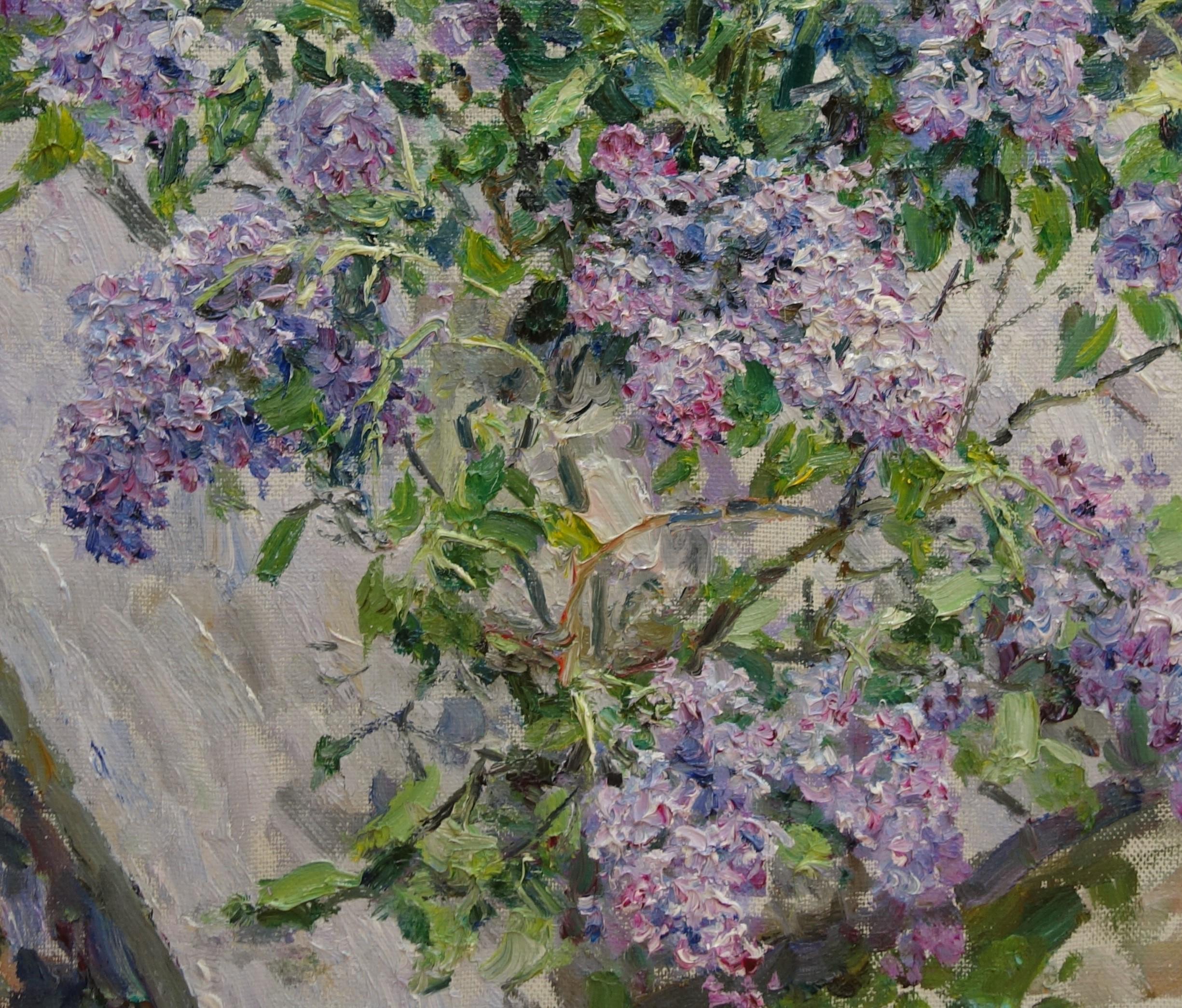 « Lilas in the light », Fleurs, Lilas cm. 71 x 65 huile - Painting de Georgij Moroz