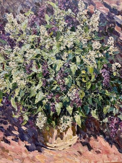 „Lilac“ Lila und Weiß, lila und weiß, Öl, cm. 101 x 97