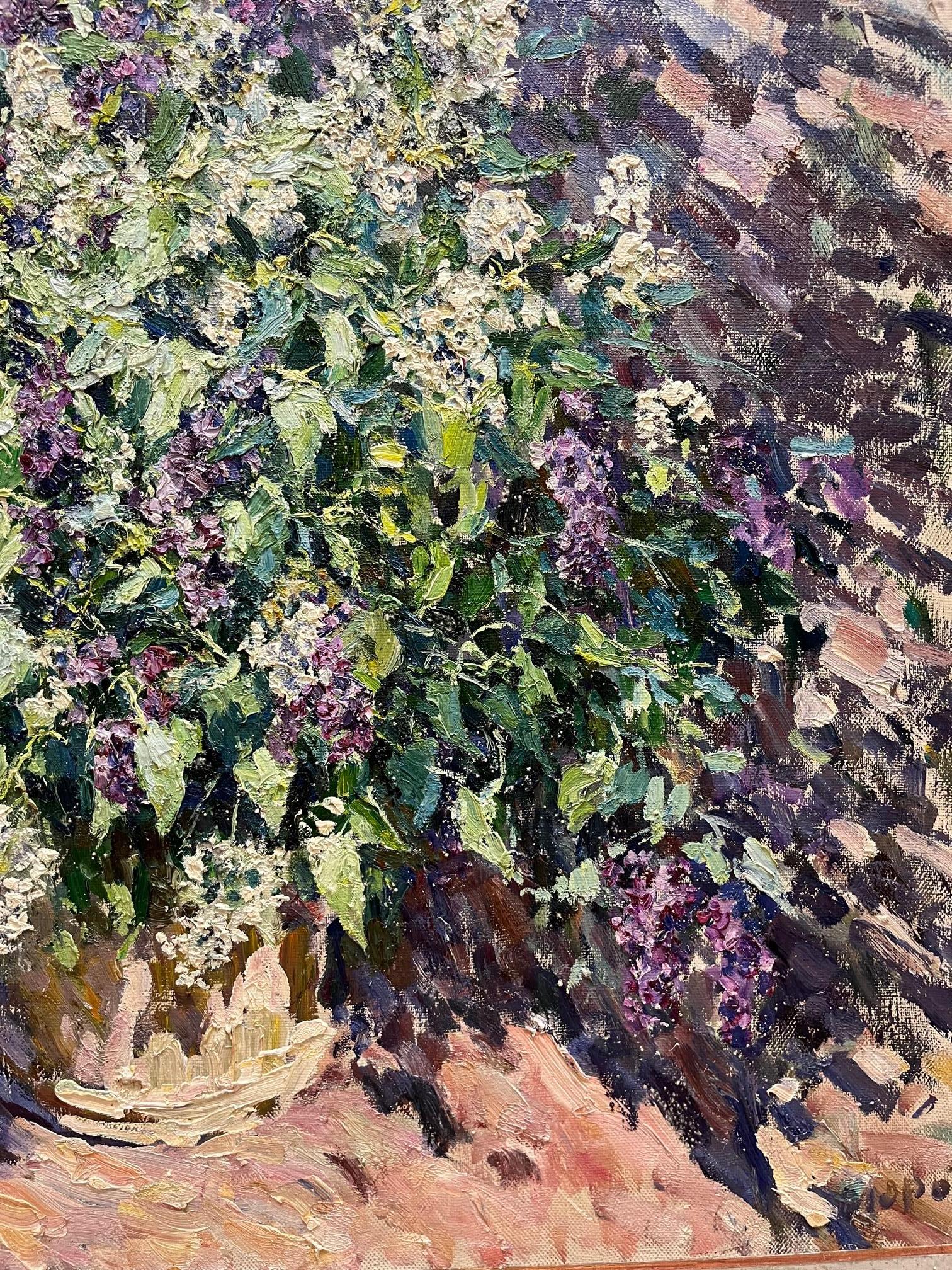 Peinture à l'huile violette et blanche « Lilas », 101 x 97  - Impressionnisme Painting par Georgij Moroz