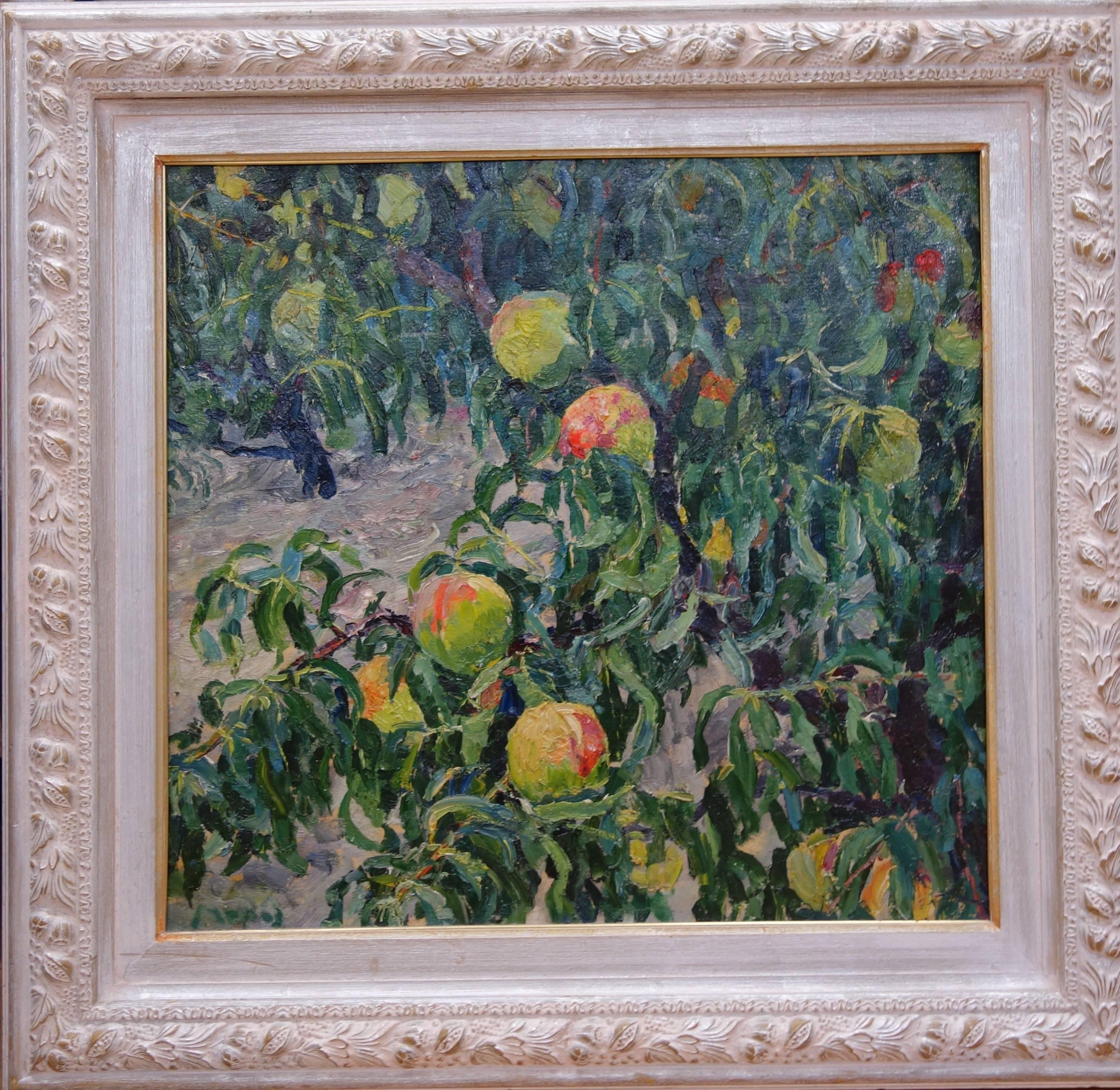 Georgij Moroz Still-Life Painting - "Peaches"   Oil  cm. 60 x 56   1980