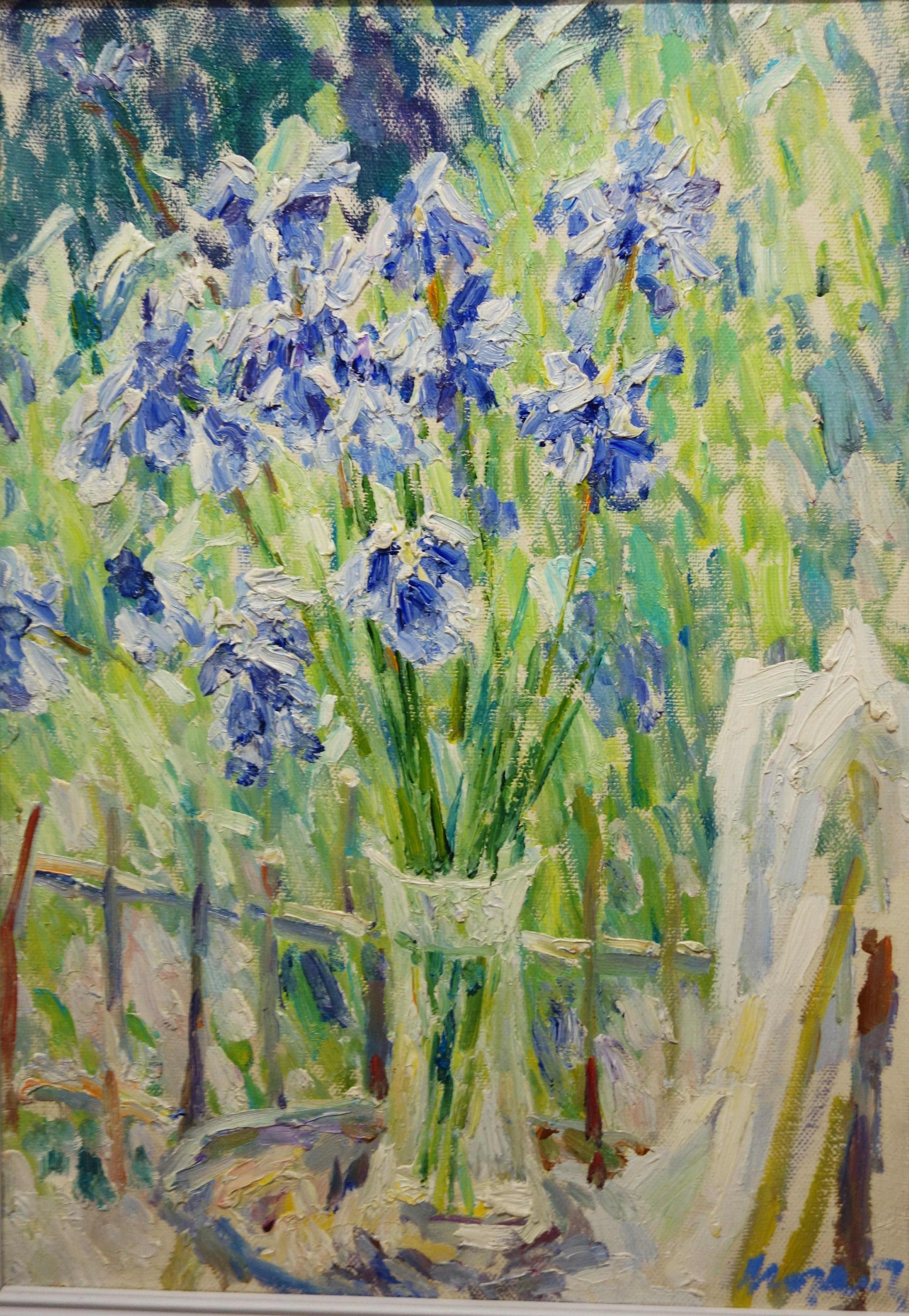  Purple Iris  Oil  cm. 49 x 69  Purple  - Painting by Georgij Moroz