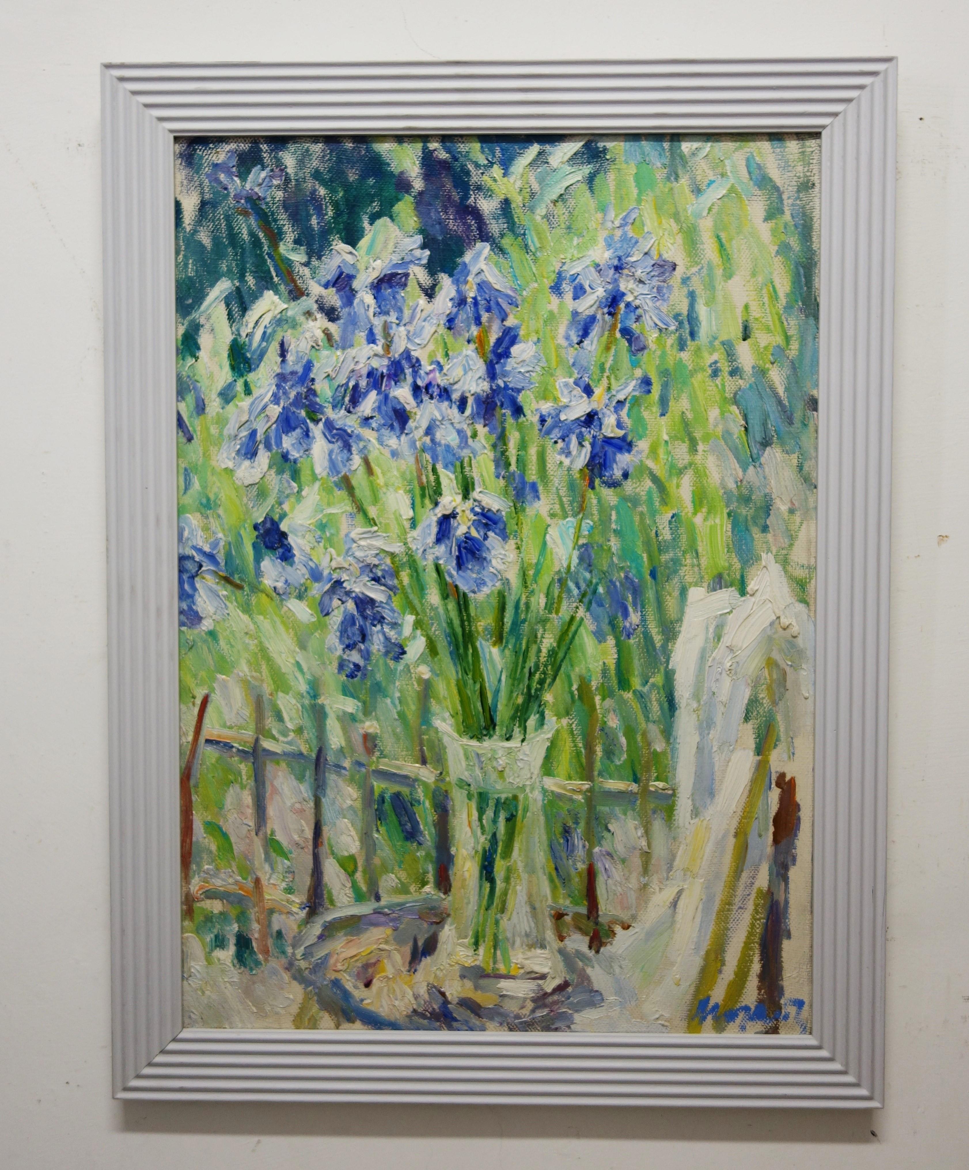  Purple Iris  Oil  cm. 49 x 69  Purple  - Impressionist Painting by Georgij Moroz